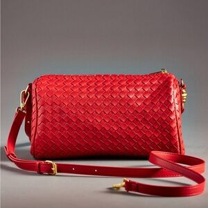 Anthropologie Red Woven Shoulder Bag